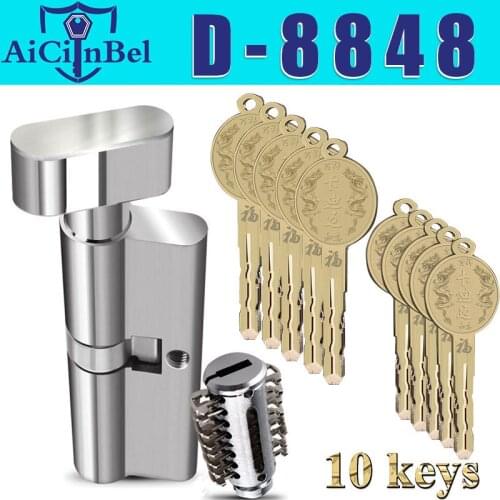 European standard Door cylinder Security Copper Lock Cylinder Interior Bedroom Living Security door Handle Brass Key Locking