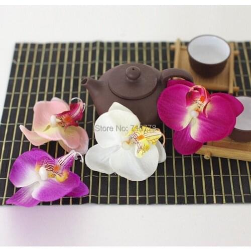 9CM 12PCS Artificial Fake Silk Orchid Flower Head For Diy Wedding Home Garland Headwear Wearth Decorative Accessory Props
