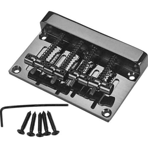 Quality Black Four String Electric Bass Bridge W 4 Mounting Screws 1 Hex Wrench