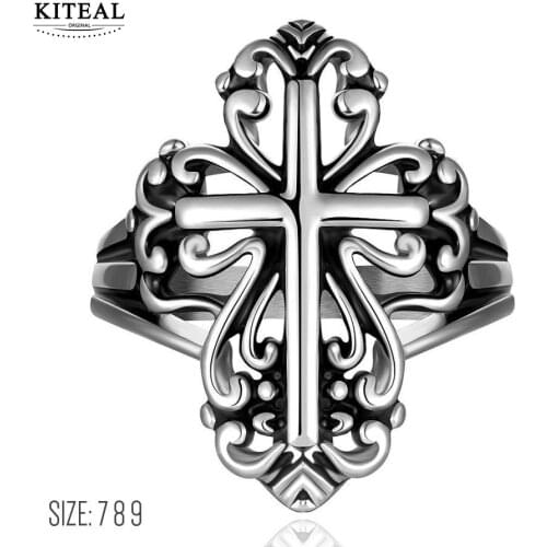 KITEAL summer style Maya stainless steel size 7 8 9 engagement ring for man punk style cross anel masculino Elegant