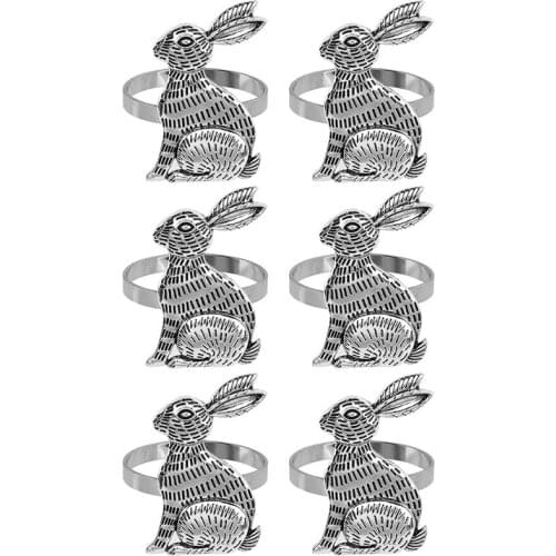 Easter Bunny Napkin Rings Rabbit Napkin Ring Holders Metal Table Decor Set of 6 for Easter Party Banquet Dinner
