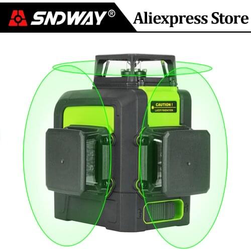 SNDWAY Laser Level Green Beam 3d Self-leveling Cross Horizontal & Vertical 360 Degree Rotary Adjustment Higher Visibility