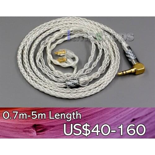 LN006349 99.99% Pure Silver XLR 3.5mm 2.5mm 4.4mm Earphone Cable For L Pin BA Custom Westone W4r UM3X UM3RC JH13 JH16