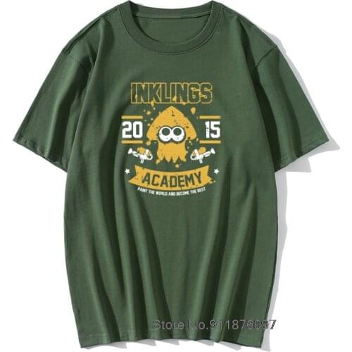 Inklings Academy Splatoon Mens T Shirt Ink Kid Game Squid Fun Tee Shirt High-Grade Fabrics T-Shirts Cotton Vintage Tops Tees