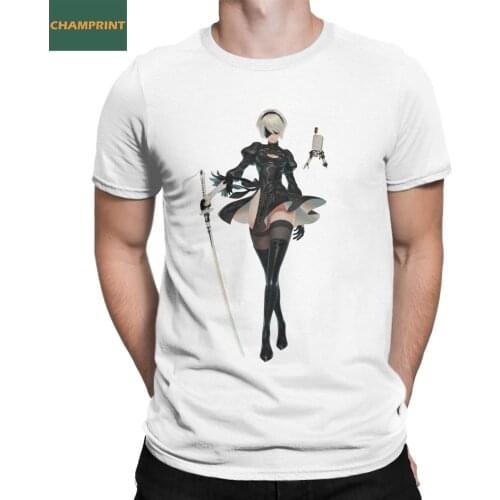 Cool Nier Automata Game T-Shirts Men O Neck Cotton T Shirt Short Sleeve Tees 4XL 5XL Clothing