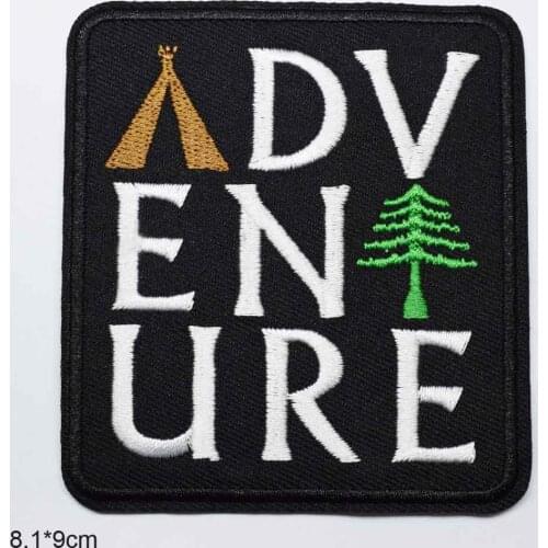 Outdoor Theme Letters Sayings Adventure Iron On Embroidered Clothes Patches For Clothing Stickers Garment Wholesale