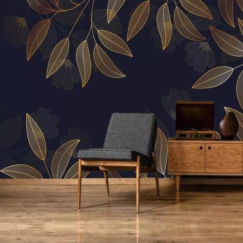 Custom Mural Wallpaper Golden Leaves Abstract Art Wall Painting Wallpapers For Living Room Bedroom Background Photo Wall Paper