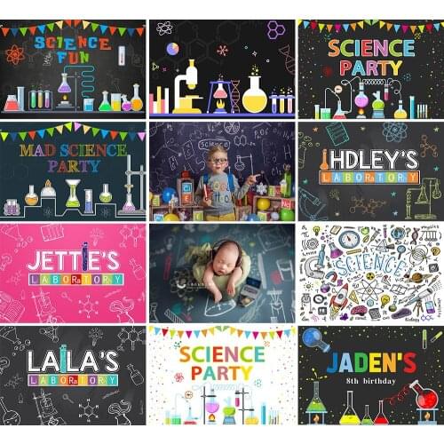 Science Party Backdrop Mad Scientist Invitation Boy Newborn Photography Background Baby Shower Photo Studio Photozone Decoration