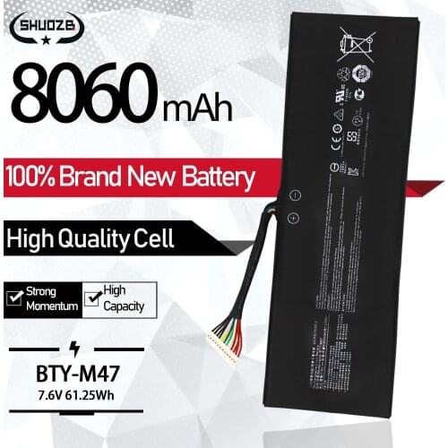 New BTY-M47 Laptop Battery For MSI GS40 GS43 GS43VR 6RE GS40 6QE 2ICP5/73/95-2 Notebook batteries MS-14A3 MS-14A1 7.6V 8060mAh