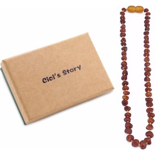 Cicis Story Raw Baltic Amber Teething Necklace/Bracelet for Baby (Cognac Raw) - 3 Sizes
