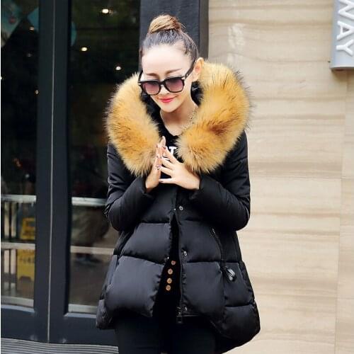 Coat Winter Fashion Women Cotton Coats Jacket Cloak Design Plus Size Thicken Large Faux Fur Collar Candy Color Cotton XC049 s