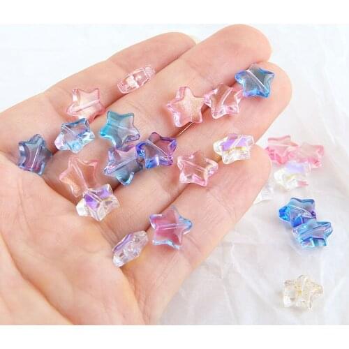 Transparent Miracle Colors Acrylic Star Beads Fit Fashion Earring Bracelet Necklace Phone Chain DIY Ornament Accessories 100pcs