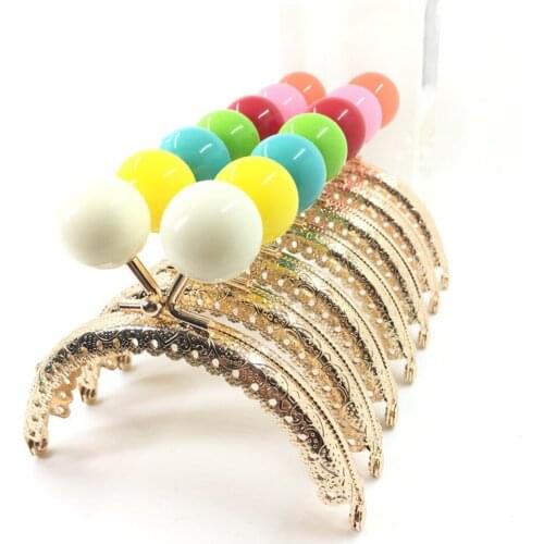Golden knurling arc purse frame DIY girl cute candy ball kiss metal clasp coin bag accessories 10pcs/lot