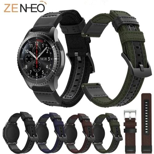 Hot sales 22mm canvas and classic watch Strap For Samsung Gear S3 canvas watch wristband Bands Watch band 22mm Classic watchband