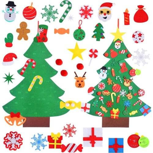 DIY Felt Christmas Tree Christmas Decoration for Home Navidad 2021 New Year Christmas Ornaments Santa Claus Xmas Kids Gifts