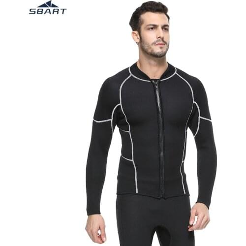 SBART 3mm Neoprene Scuba Long Sleeve Diving Suit Jacket Windsurfing Swimwear Boating Snorkeling Warm Elastic Jacket Wetsuit