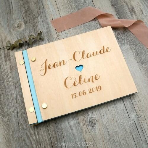 Rustic engraved wedding guestbook,Custom wooden Wedding Mr&Mrs guest book, personalized sign in album