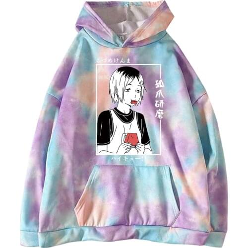 Haikyuu Hoodie Japanese Anime Men/women Funny Sweatshirt Harajuku Kenma Kozume Tie-dye Clothes Male Hooded
