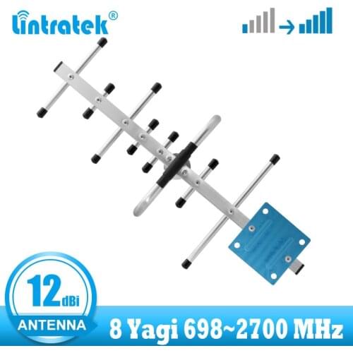 Lintratek 12dBi 698~2700 mhz Yagi outdoor antenna for GSM 2g 3g 4g signal booster high gain antenna LTE wcdma repeater can use
