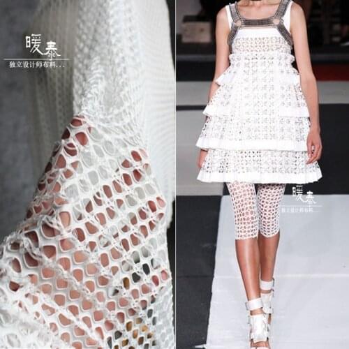Unique Big Hollow-Out Mesh Fabric White DIY Creative Patches Decor Coat Veil Skirt Gown Wedding Dress Lace Designer Fabric