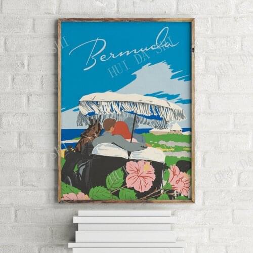 Bermuda Islands Vintage Travel Poster, Retro Wall Art Print
