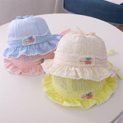 Baby Cotton Hat Summer Sweet Cute Pink Bucket Hats For Kids Girls Infant Cap Toddler Enfant Outdoor Sunscreen Fisherman Caps