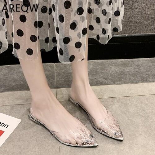 2020 New PVC Jelly Crystal Sexy Slippers Thin Heels Women Transparent Heel Sandals Flip Flops Pumps