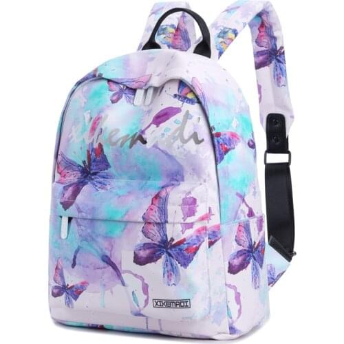 Japan Style Harajuku Fashion Printing Butterfly Backpack Women Waterproof Nylon Summer Bagpack for Teenage Girl Shoulder Bag