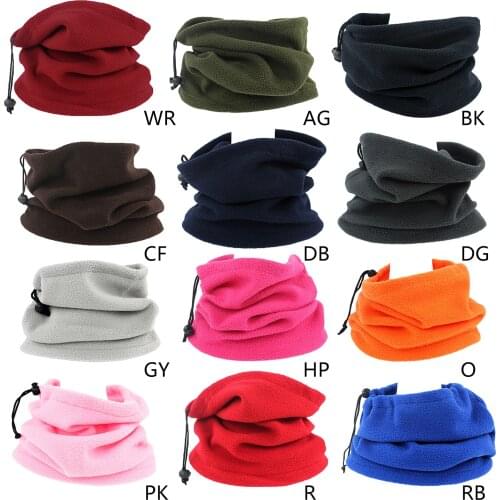 Y166 Winter Faux Fleece Neck Gaiter Warmer Cycling Drawstring Face Cover Scarf Tube