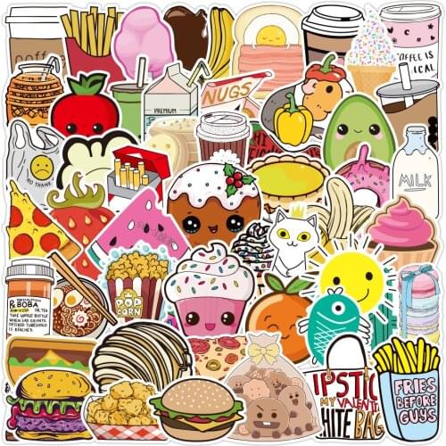 10/30/50PCS Hamburg Food Graffiti Laptop Guitar Motorcycle Luggage Skateboard Bike Waterproof Sticker Wholesale