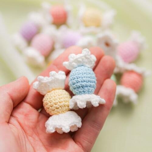 100pcs Handmade Candy crochet beads Accessories Newborn Gifts Wooden Crafts DIY Beads For Pacifier Chain for Baby Teether Toys