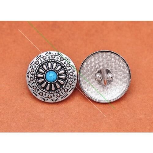 10X Southeast Tribal Silver Flower Turquoise Leathercraft Clothes Luggage Bag Accessories Garmen Craft Sewing Concho Button