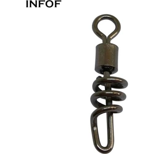 INFOF 200 pieces/lot Fishing Swivels Snap Rolling Swivels with Screwed Snap Sea Fishing Tackle Fishing Connector pesca