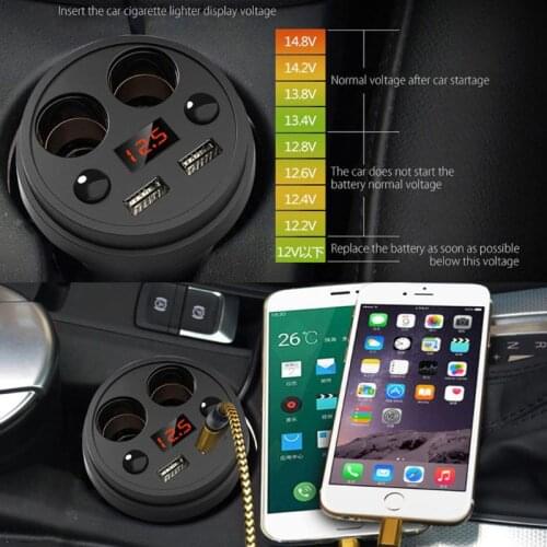 3.1A/80W Dual USB Car Charger Adapter With 2 Socket Splitter Cigarette Lighter