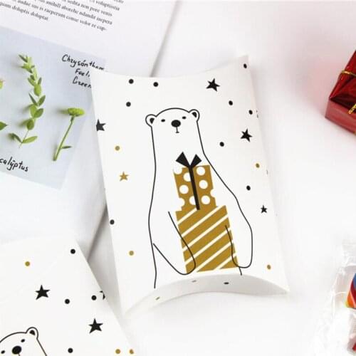 50 pieces/lot) White And Gold Merry Christmas Candy Box Polar Bear Deer Xmas Tree Gift Bag Christmas Party Favors Gift Box B068
