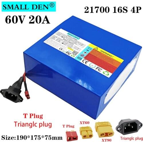 60V 20Ah 21700 li-ion Battery pack 16S4P 1000-2500W High power Electric bicycle Motorcycle scooter ebike battery Built-in40A BMS