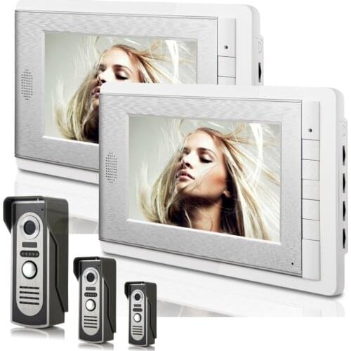 7 Inch Video Doorbell Two Monitor&Three Camera Wired Intercom Video Door phone