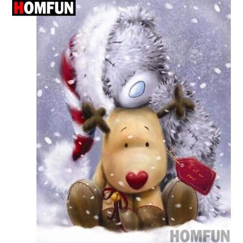 HOMFUN Full Square/Round Drill 5D DIY Diamond Painting "Cartoon bear deer" Embroidery Cross Stitch 5D Home Decor Gift A00109