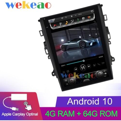Wekeao Vertical Screen Tesla Style 12.1" 1 Din Android 9.0 Car Multimedia Dvd Navigation Car Radio For Ford Mondeo 2013+ WIFI 4G
