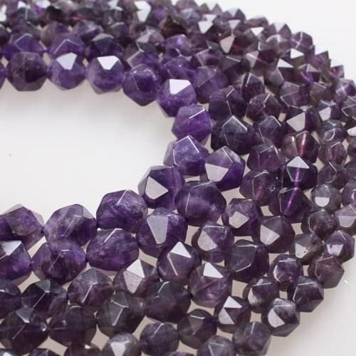 Natural Stone Beads Big Faceted Rock Crystal Purple Amethyst Loose Beads 6 8 10 12mm Beads For Bracelets Necklace Jewelry Making