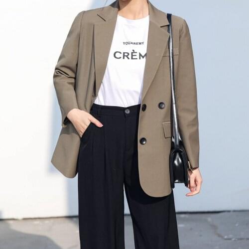 Black Blazer Women Jacket Oversized Casual Chic Loose Suit Coat Femme Autumn Pockets Solid Formal Outerwear 2021 Casaco Feminino