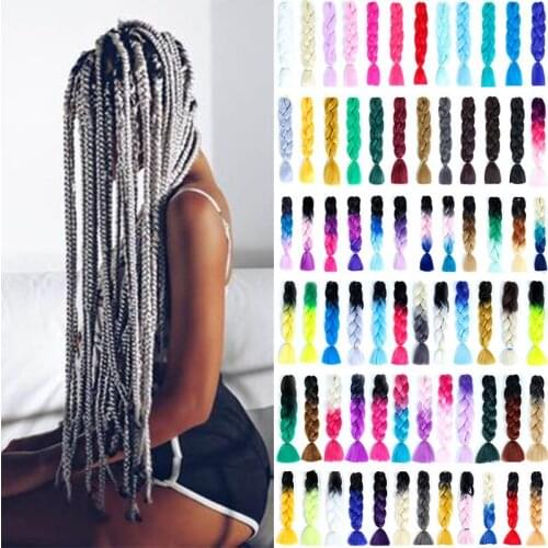 Long Ombre Synthetic Woven Crochet Hair Yellow Pink Purple Gray Fake Wig Braiding Hair Extension Oversized Tweezers Headwear