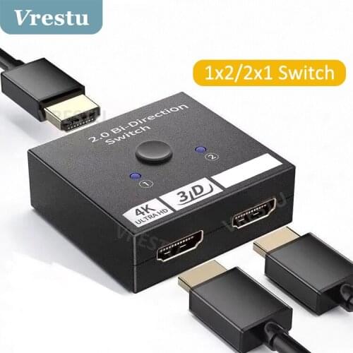 4K Switch Bi-directional 1x2/2x1 Out 2 Ports Hdmi-compatible Switcher Splitter Ultra HD 4K 1080P 3D HDR HDCP for PS4 3 Xbox HDTV
