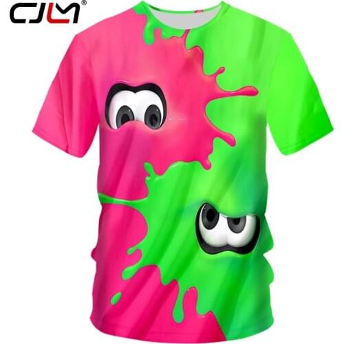 CJLM O Neck T Shirts Male Fashion Short 3D Tee Shirt Printing Cartoon red-green eyes Summer Leisure Big Size Unisex T-shirt