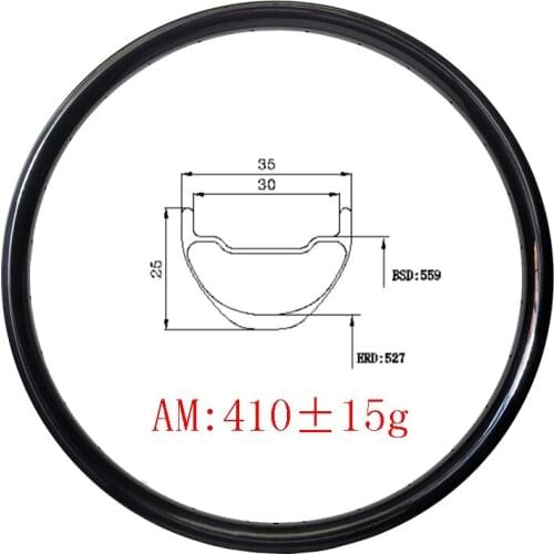 410g 26er MTB AM ENDURO carbon rim 35mm x 25mm Hookless disc inner wide 30mm Wheel T700 T800 UD 3K 12K 24H 28H 32H mountain bike