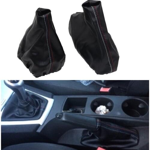 PU Leather & Plastic Car Shift Gear Knob Lever Gaitor Boot Cover +Handbrake Boot For BMW E30 E34 Z3 E46 E36