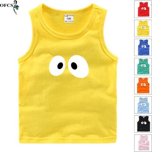 Summer Cool Baby Kids Boys Sleeveless T-Shirts Cotton Unisex Colorful Vests Outer Wear Childrens Clothing Casual Soft Tee 2-12T