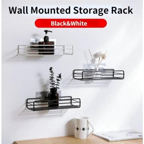 Multi-function Wall Mounted Type Bathroom Shelf Iron Shower Shampoo Tray Simple Free Punching Storage Rack Bathroom Accessories