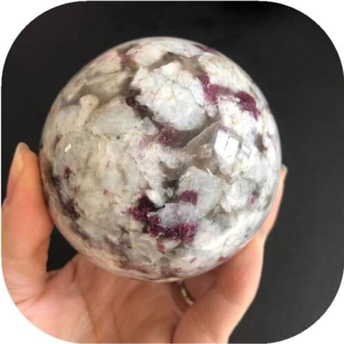 Natural stone plum blossom tourmaline crystal ball stones home decoration healing gift