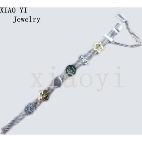 XIAOYI 2020 New 100% S925 Honeybee circular confession star heart-shaped safety chain romantic gift birthday bracelet female